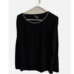 Vince Black Boxy Scoop Neck Long‎ Sleeve Tee